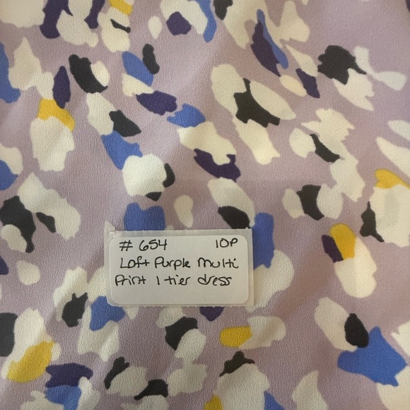 LOFT Purple and Blue A-Line Midi Dress Mock Neck 10P - Picture 6 of 6